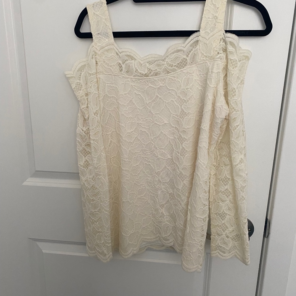 Chico’s long sleeve lace cold shoulder top